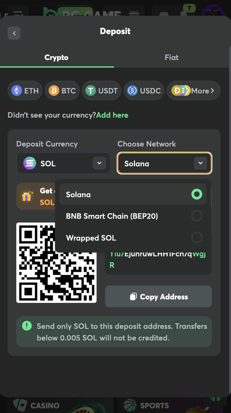 solana deposits for mobile sports betting